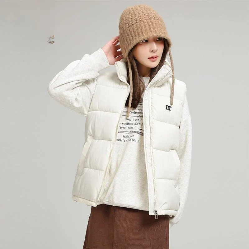 

Fenghuo Cotton Embroidered ort Vest Stand Collar Windproof Outerwear Women's Faion Autumn Winter Jaet Cotton Polyester