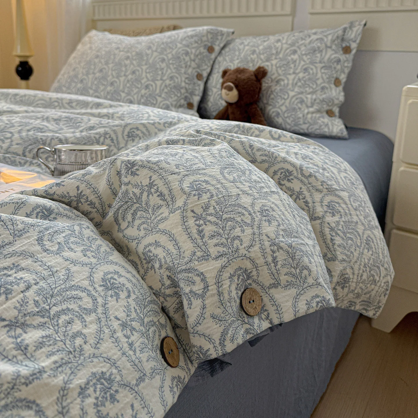 Bettwäsche-Set mit Blumenmuster, Leinen, Vintage-Bettbezug-Set mit Kissenbezügen, Bettlaken, Einzelbett, Doppelbett, Queen-Size-Bett, Schlafzimmer-Dekoration, Geschenke – Detail 12