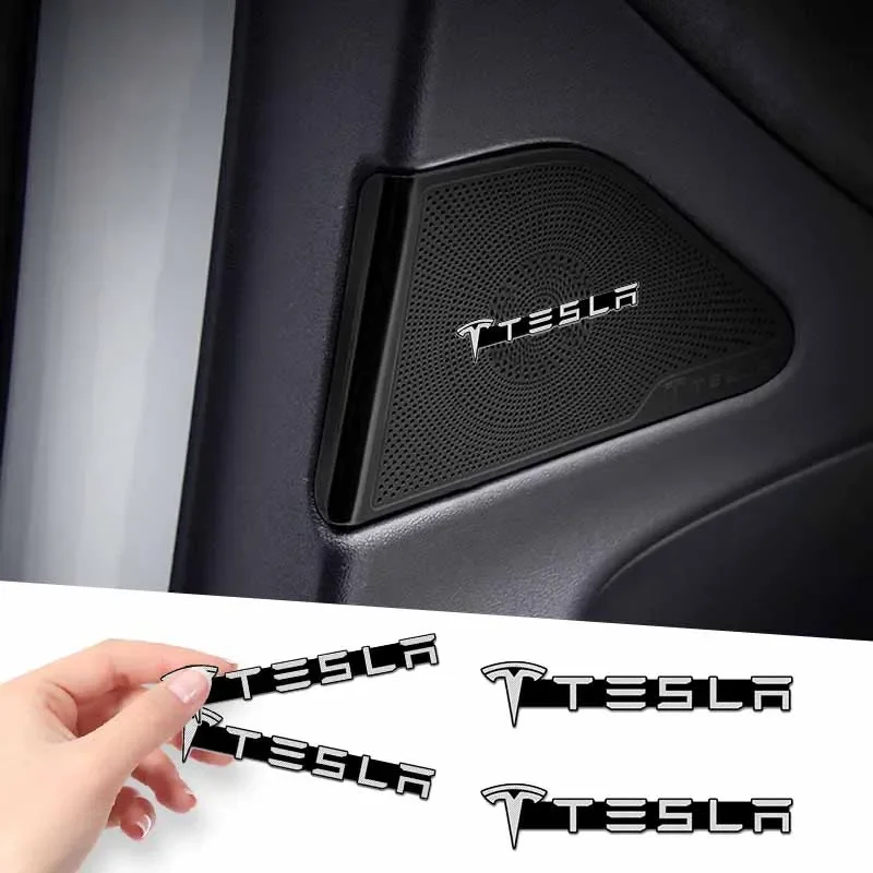 

2/4pcs Car 3D metal Aluminum audio decorate Emblem Stickers For Tesla Model 3 Model S Model X ModelY Roadster Bonina Coil