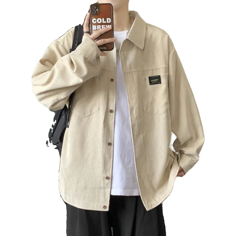 

Autumn and Winter New Retro Corduroy Shirt Men's Fleece Thickened Loose Trend Casual Jacket