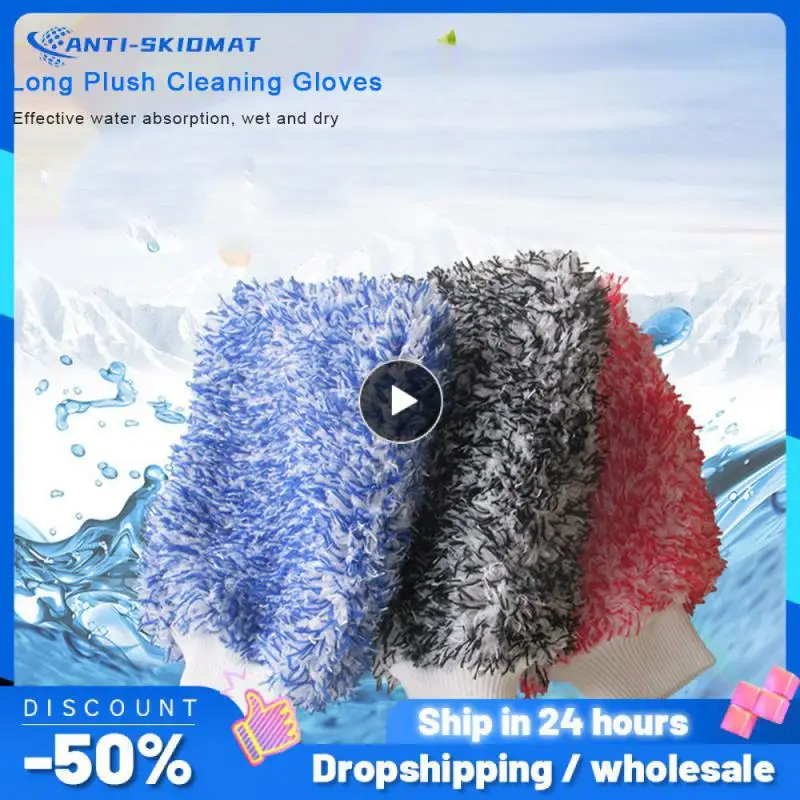 

Auto Wash Soft Absorbancy Glove High Density Ultra Soft Microfiber Auto Detailing Sponge Plush Glove Car Cleaning Towel