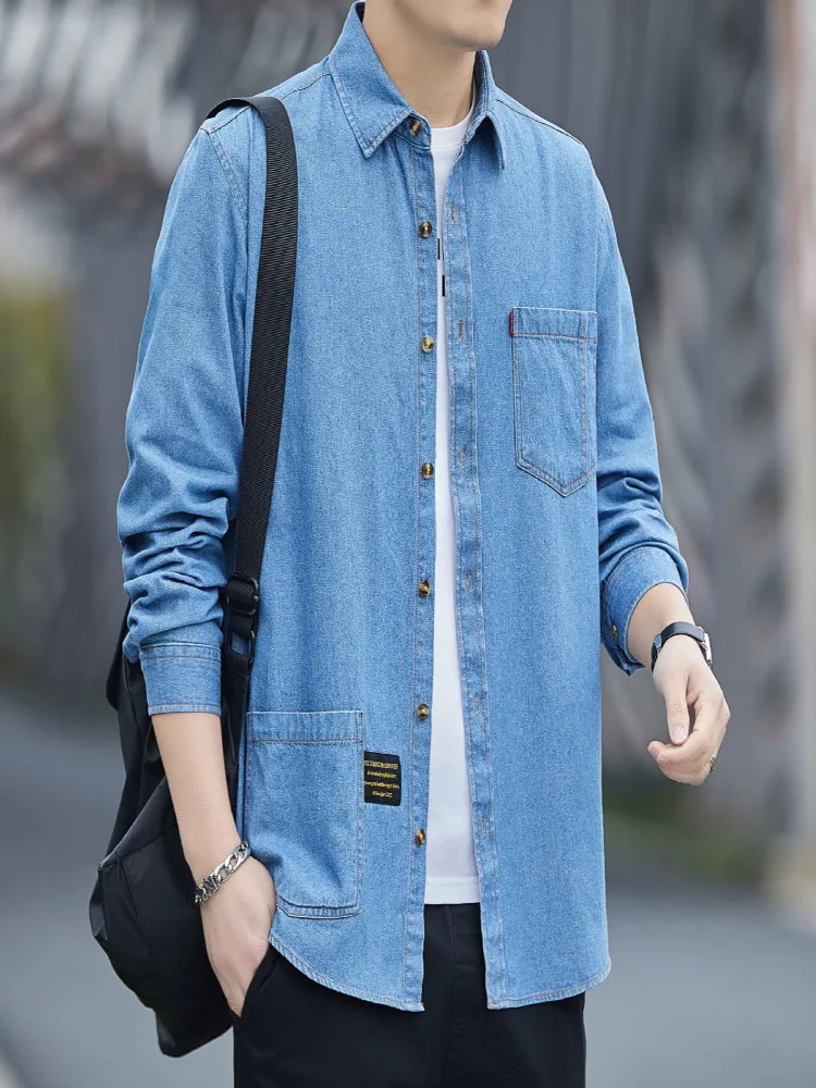 

Spring and Autumn Men's New Cotton Denim Long -sleeved Shirt Casual Jacket