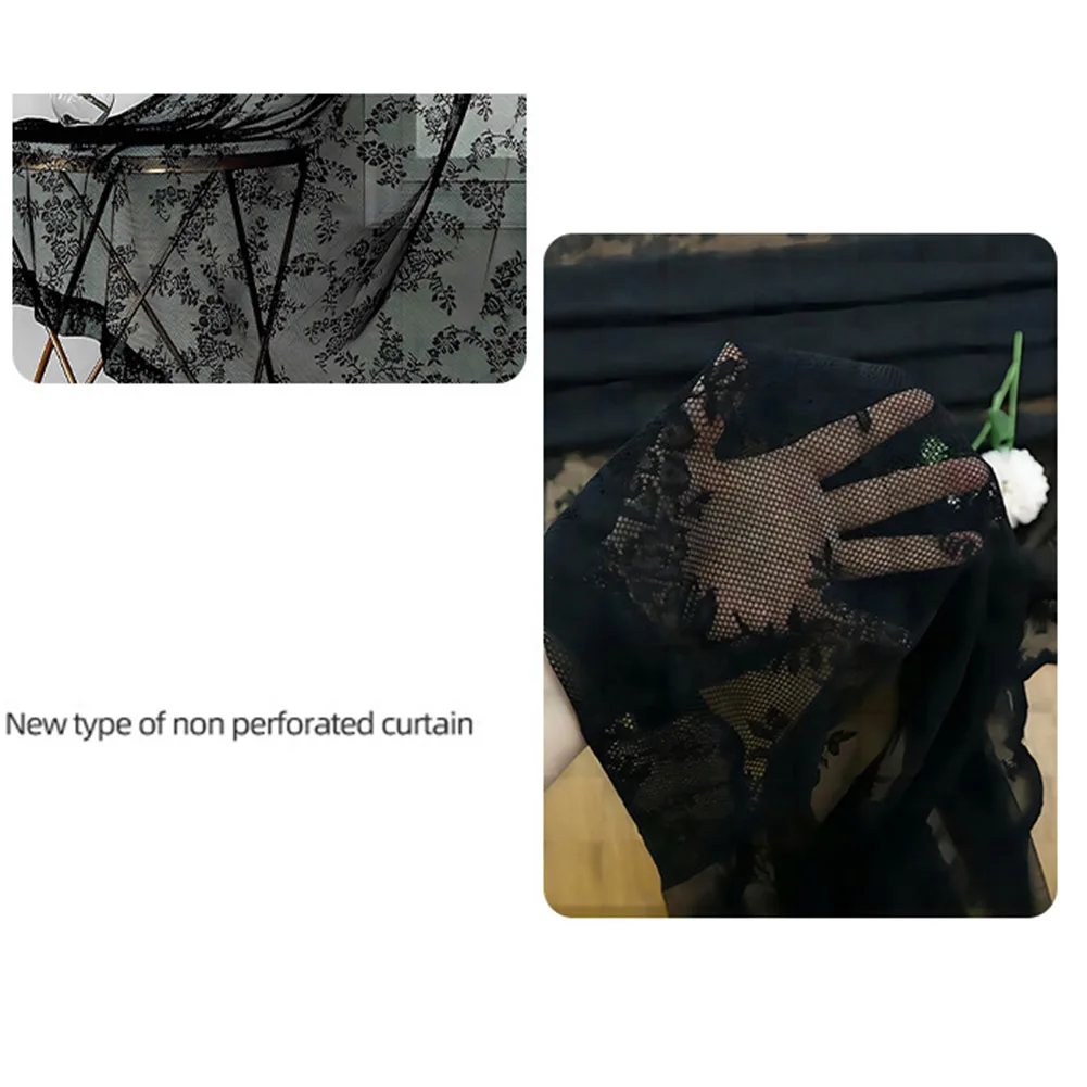 Beautiful Lace Curtain Green Lace Curtain Easy Installation Floral Motif Natural Daylight Versatile Use Privacy Protection