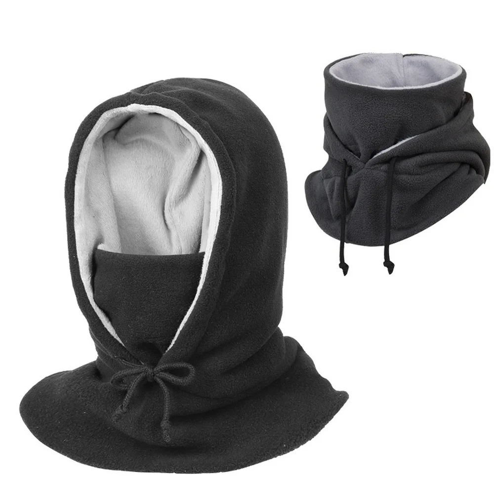 

Men's Hat with Earflaps Balaclava Knitted Hats Winter Lamb Wool Fleece Hood Full Face Cover Ski Mask Hat Cycling Windproof Hooed