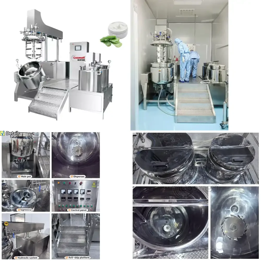 250l Plc Control Body Butter Mixing Machine Lotion Vacuum Homogenizer Mixer Emulsifier