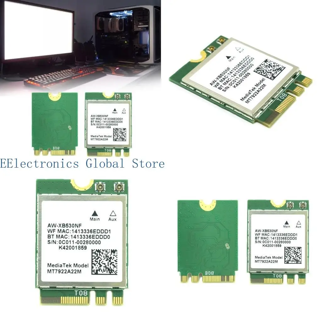 

462B MT7922 Wireless Card AW~XB530NF BT5.2 Tri-Band 2.4G 6G 2400Mb NGFF-M2