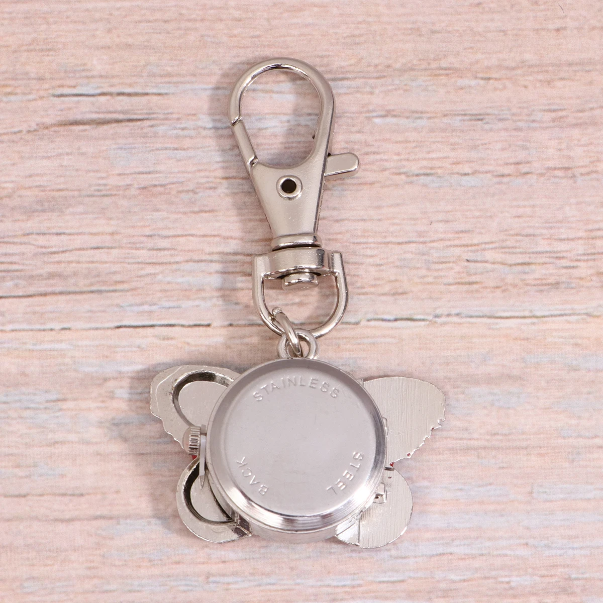 

1Pcs Keychain Pocket Watch Premium Metal Durable Quartz Key Ring Portable Creative Design Cartoon Style for Women Students Pink