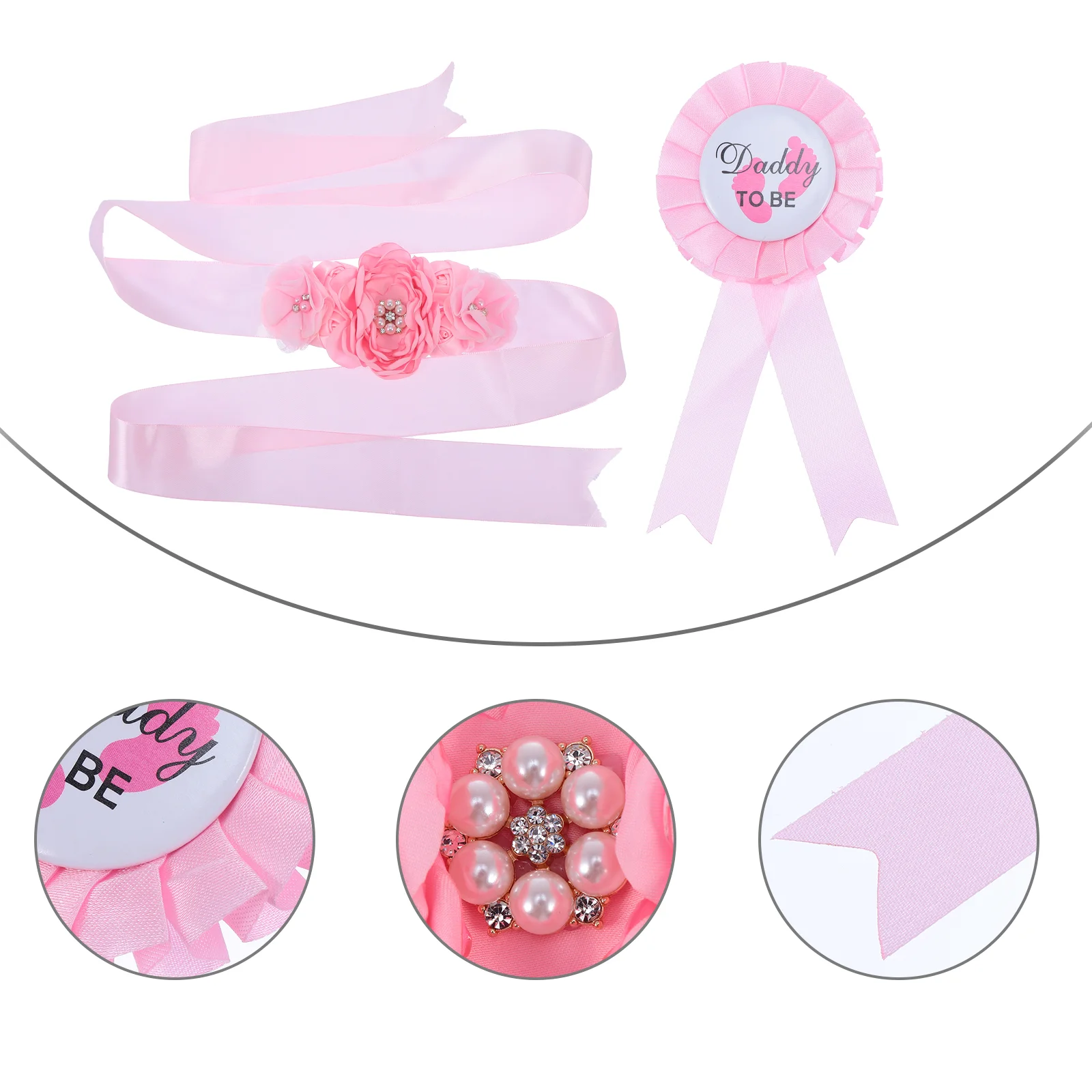 

2 Pcs Baby Shower Pins Daddy to Be Corsage Maternity Badge Mommy Pink Pregnancy Sash