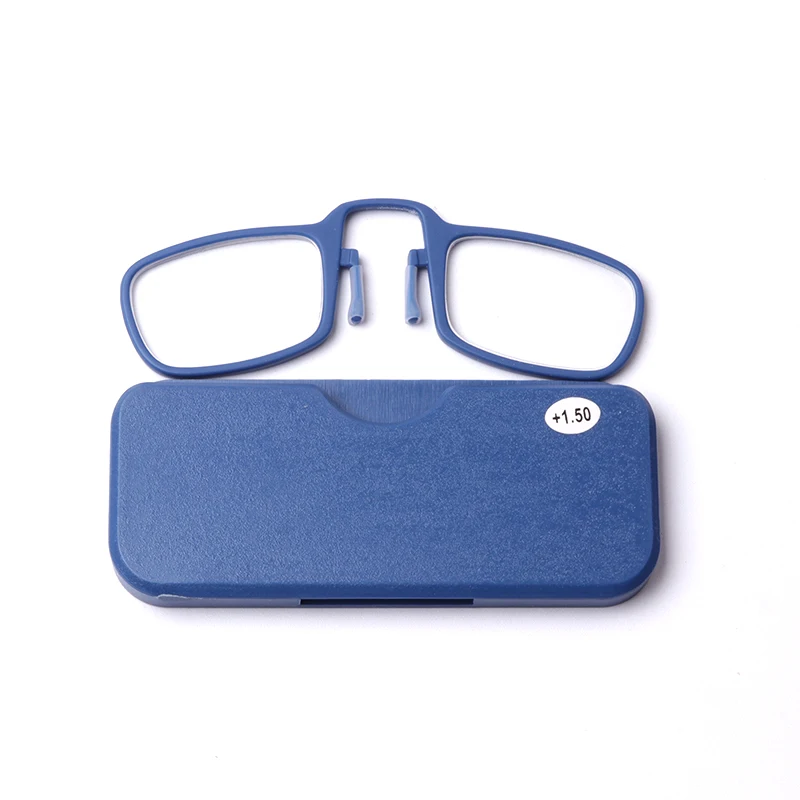 Mini Armless Reading Glasses Clip on Nose for Men Women  Thin Compact Readers With  Case Eyewear +1.5 2.0 2.5