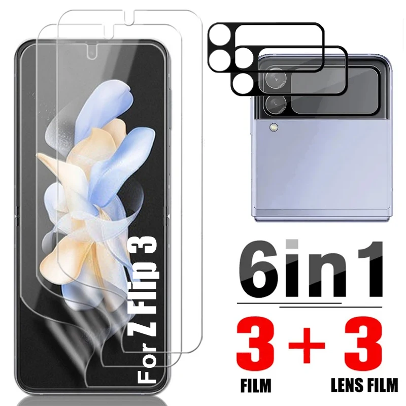 For Samsung Galaxy Z Flip 3 Soft Screen Protector Inner Screen Flexible Film Camera Lens Tempered Glass Film for Galaxy Z Flip 3