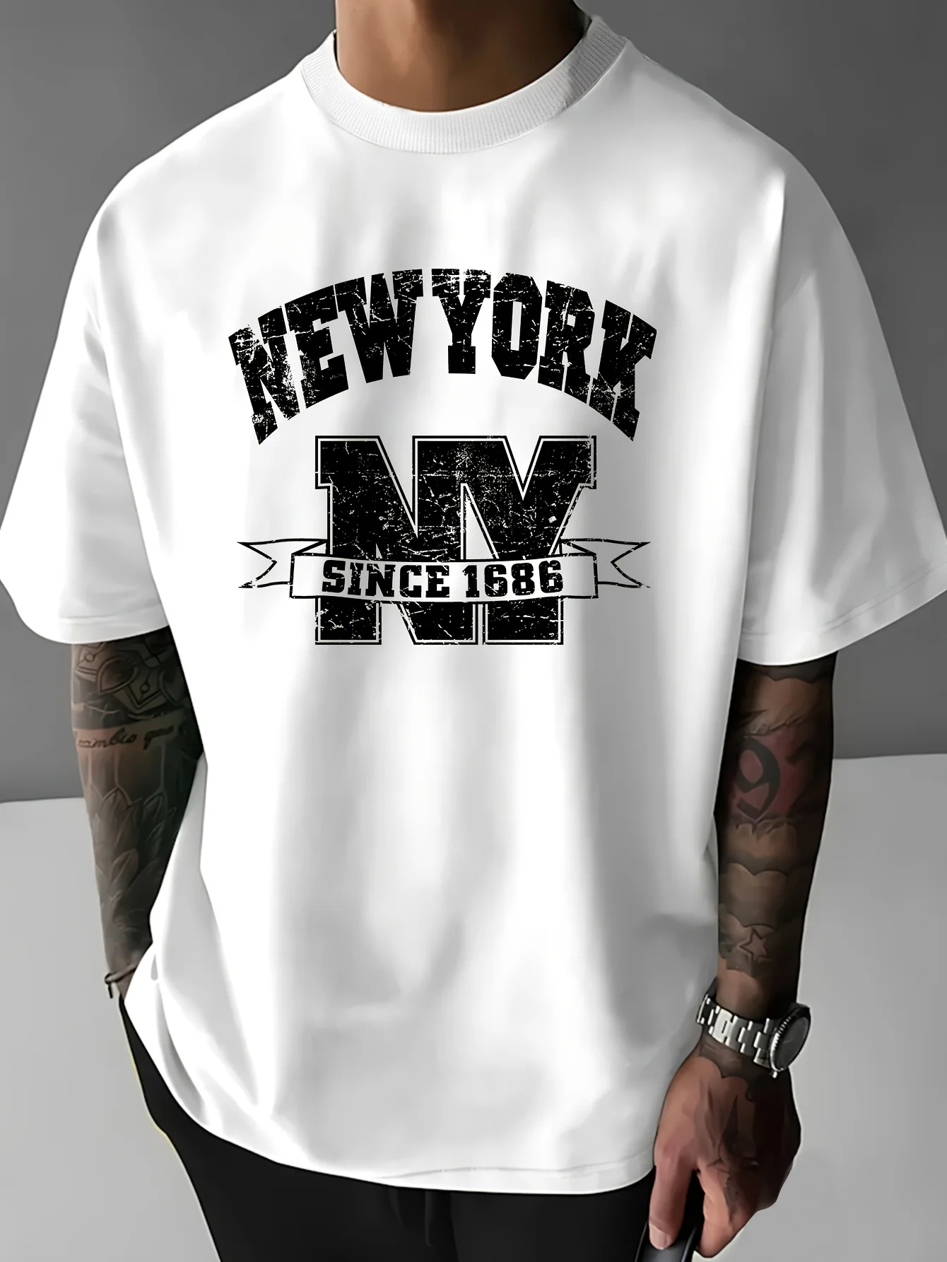 2026 Men's Summer New Style Simple Letter Patterned Print T-Shirt 100% Cotton Casual Multi-Purpose Short Sleeve