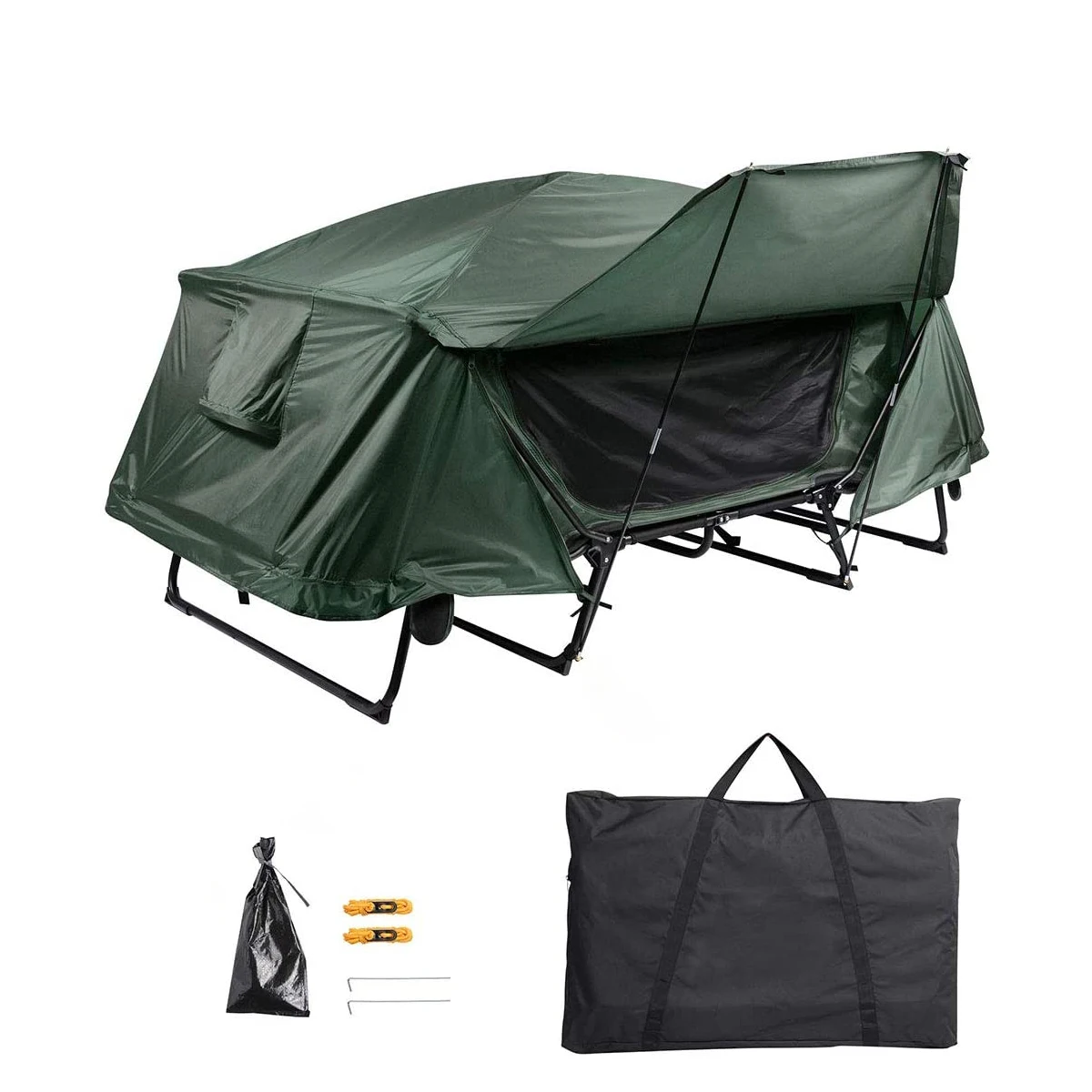 

190T Polyester 2 Person Double Bed Tent Cot Folding Portable Waterproof Camping Hiking with Rain Fly Bag