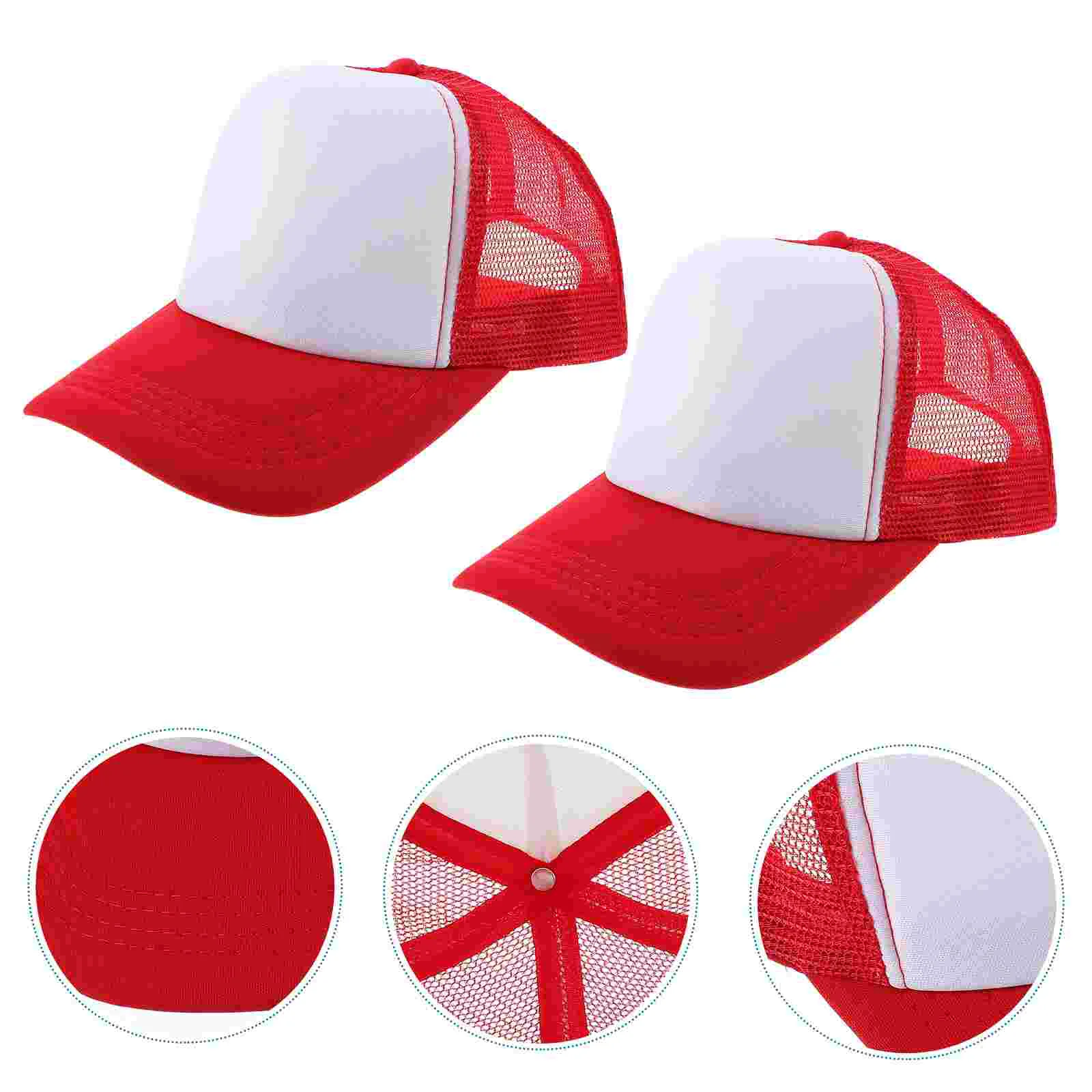 

5 Pcs White Cap Sublimated Baseball Hats Blank Caps for Heat Transfer Red Sponge