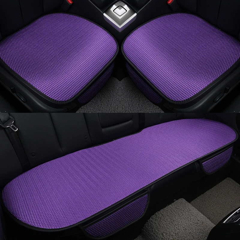 Summer Car Seat Cover Front Rear Car Seat Cushion 3D Mesh Linen Fabric Seat Pad Protector