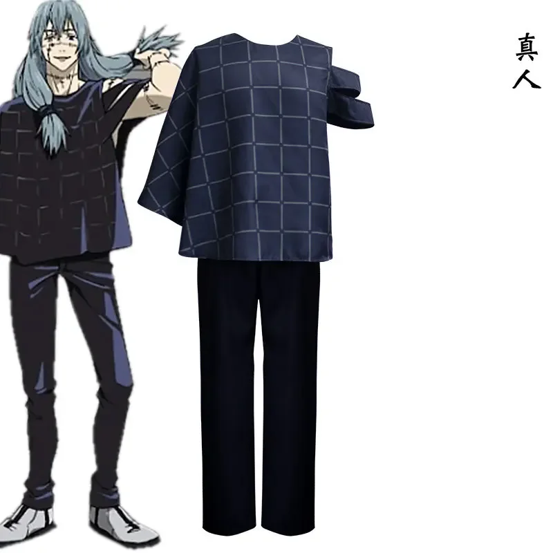 Jujutsu Kaisen Mahito Cosplay Costume Anime Uniform Dark Blue T-shirt Top   Pants Unsex Halloween Cosplay Outfits