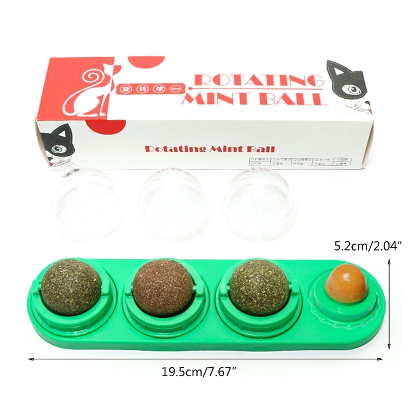 Catnip Wall Ball for Cat Edible Licking Balls Natural Healthy Rotatable Treats Kitten Chewing Cleaning Teeth Toy