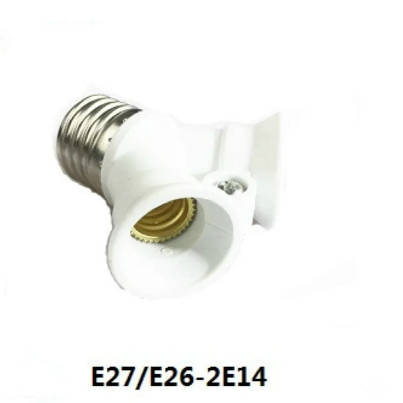 Universal E27 to 2E14 Screw Lamp Base Socket PBT 2Way E14 Light Bulb Adaptor Extend Holder LED Lighting Converter White