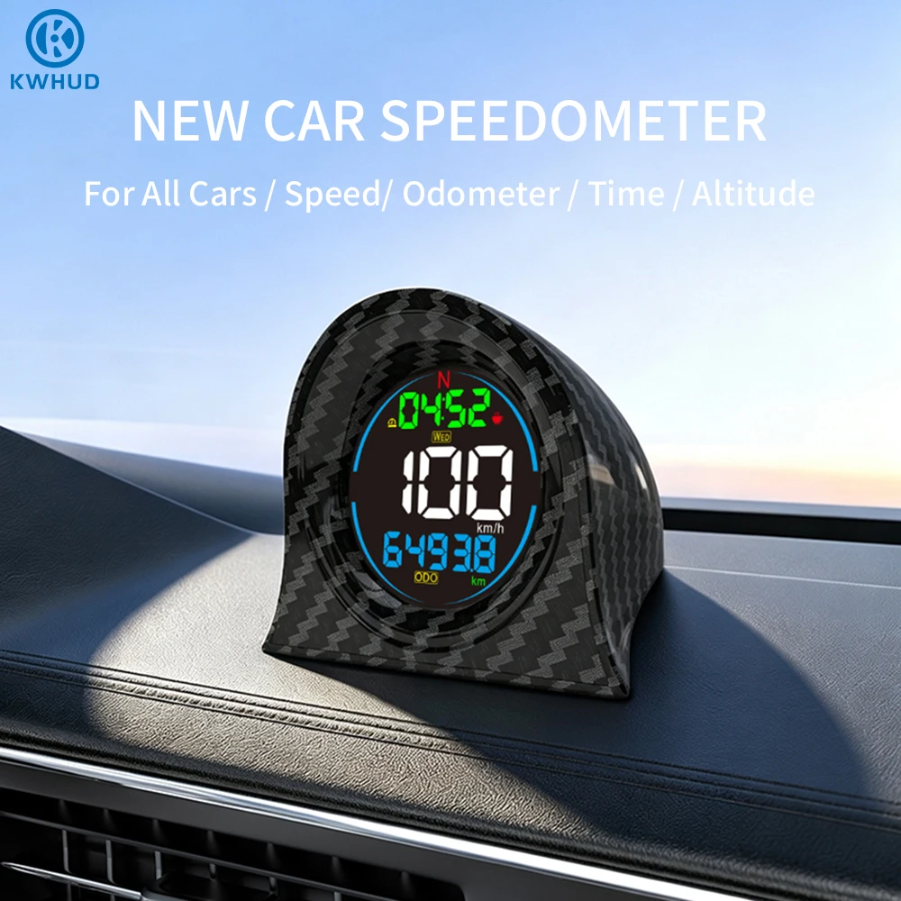 

KWHUD Digital GPS Speedometer Odometer Head-up Display for Car HUD with Time Altitude Display, Speed Alarm & Fatigue Reminder
