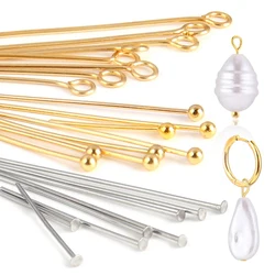 100pcs Stainless Steel Heads Eye Flat Head Pins Needles Bulk 20/30/40mm Ball Bead Headpins Connector For Jewelry Making Supplies