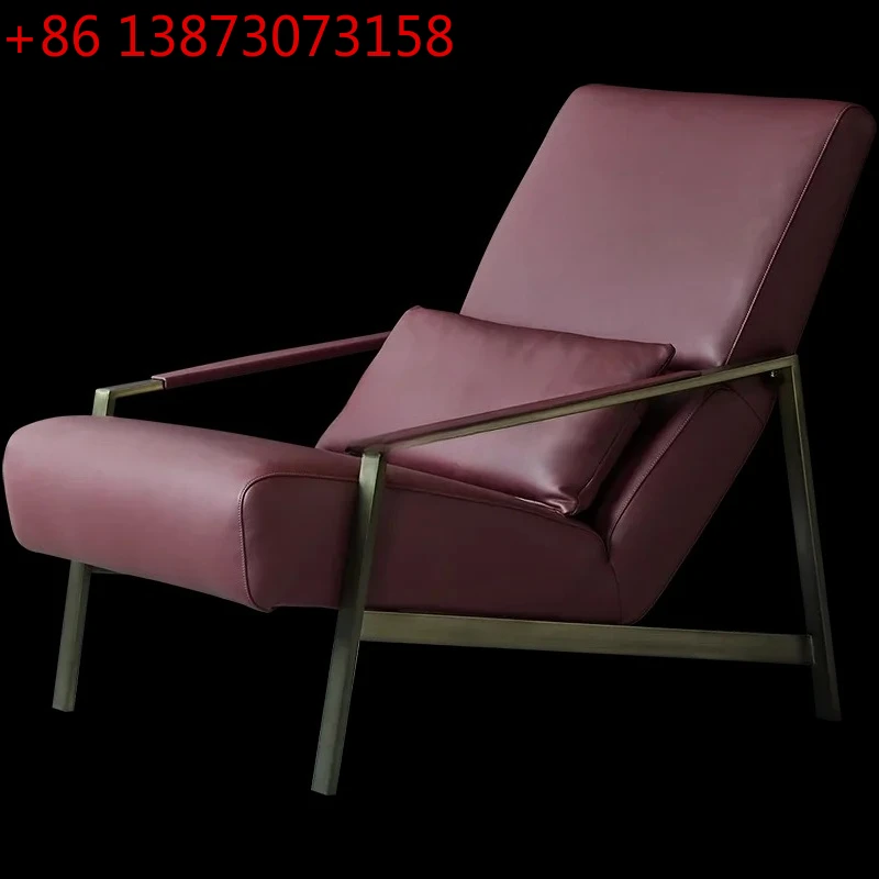 

Italian minimalist leather sofa chair, modern minimalist living room leisure single chair