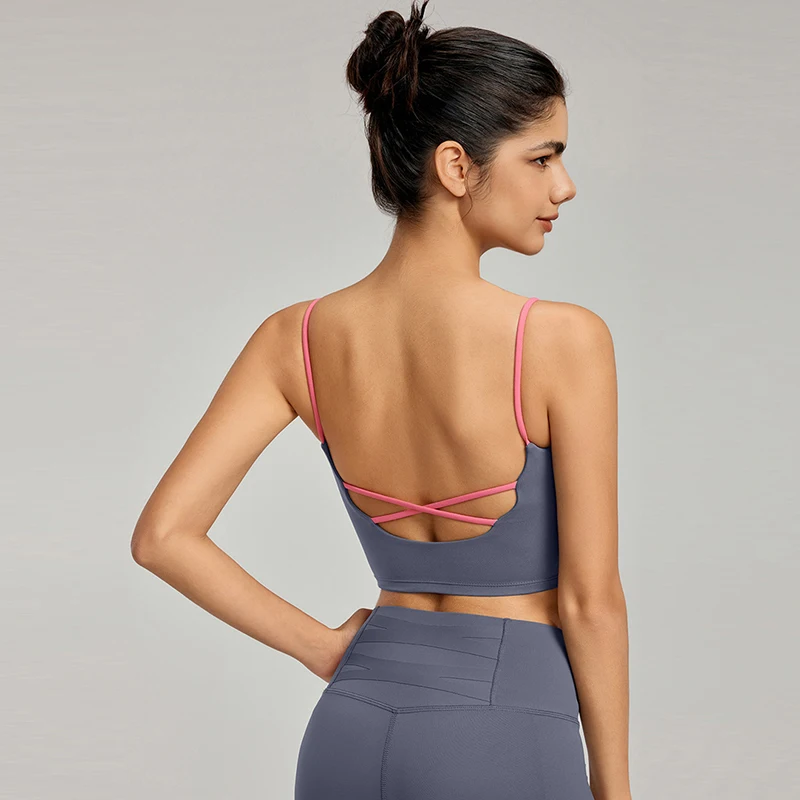 

High-end Sports Bra Gym Camisole Fixed Pad Push-up Sports Underwear Women's Breathable Beauty Back Training Fitness Bra Yoga Bra