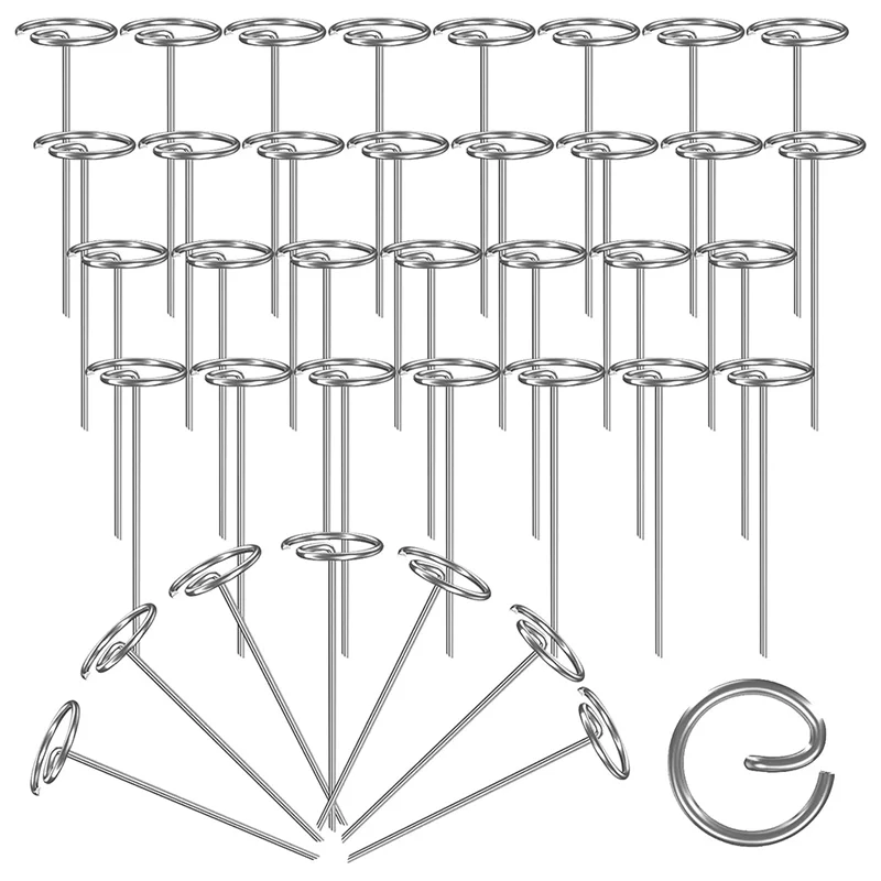 

ABPQ-100 Piece 6In Landscape Staple Metal Anti-Rust Garden Staple Circle Top Pins For Securing Lawn Fabric Weed Barrier
