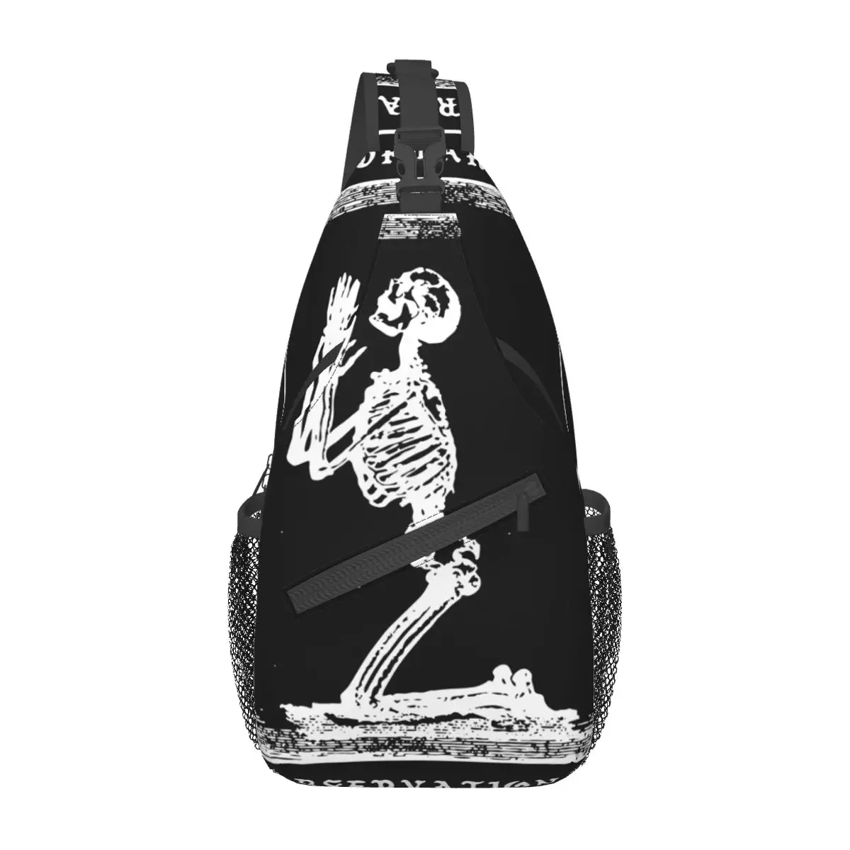 Praying Skeleton Crossbody Sling Bag SmallChest Bag Forward Observations Shoulder Backpack Daypack Travel Hiking Travel Satchel