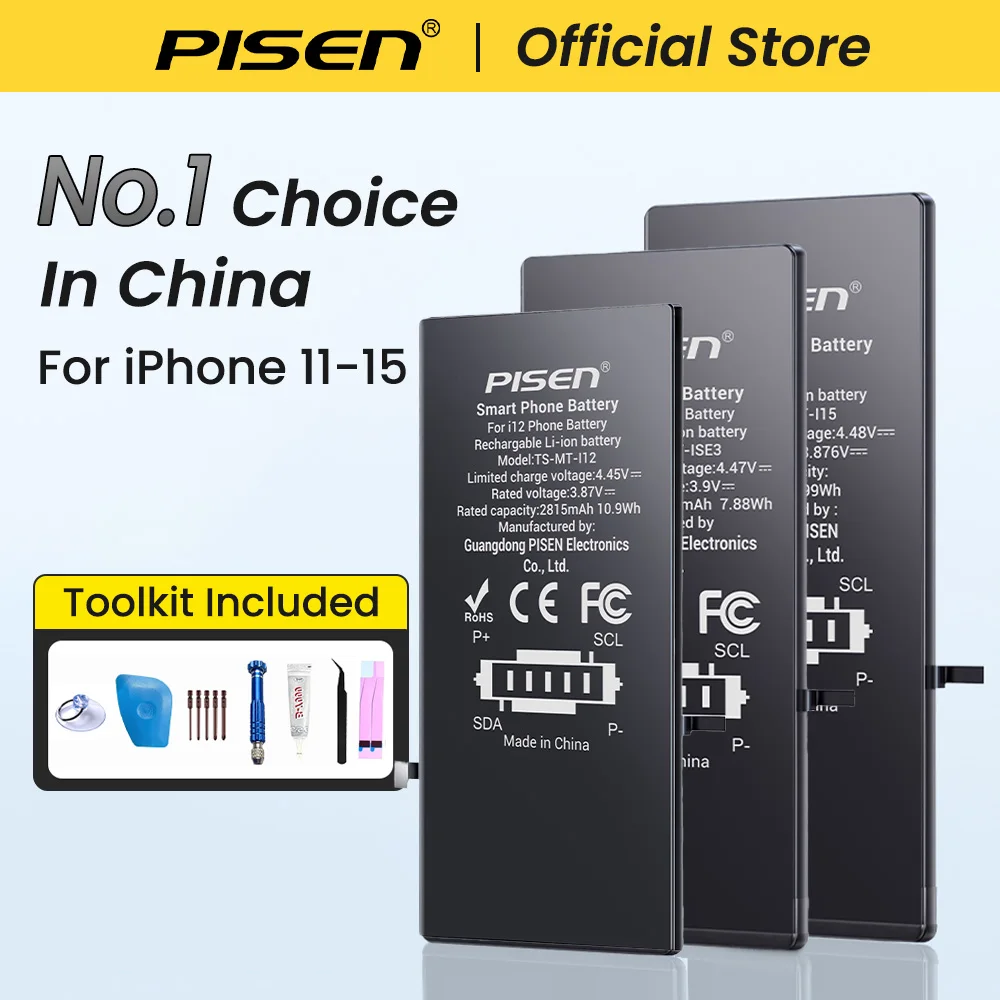 Аккумулятор для телефона PISEN для iPhone 11, 12, 13, 14, 15, Mini Pro Max Plus SE2 SE3, соответствует оригинальной емкости, 0 циклов, замена аккумулятора