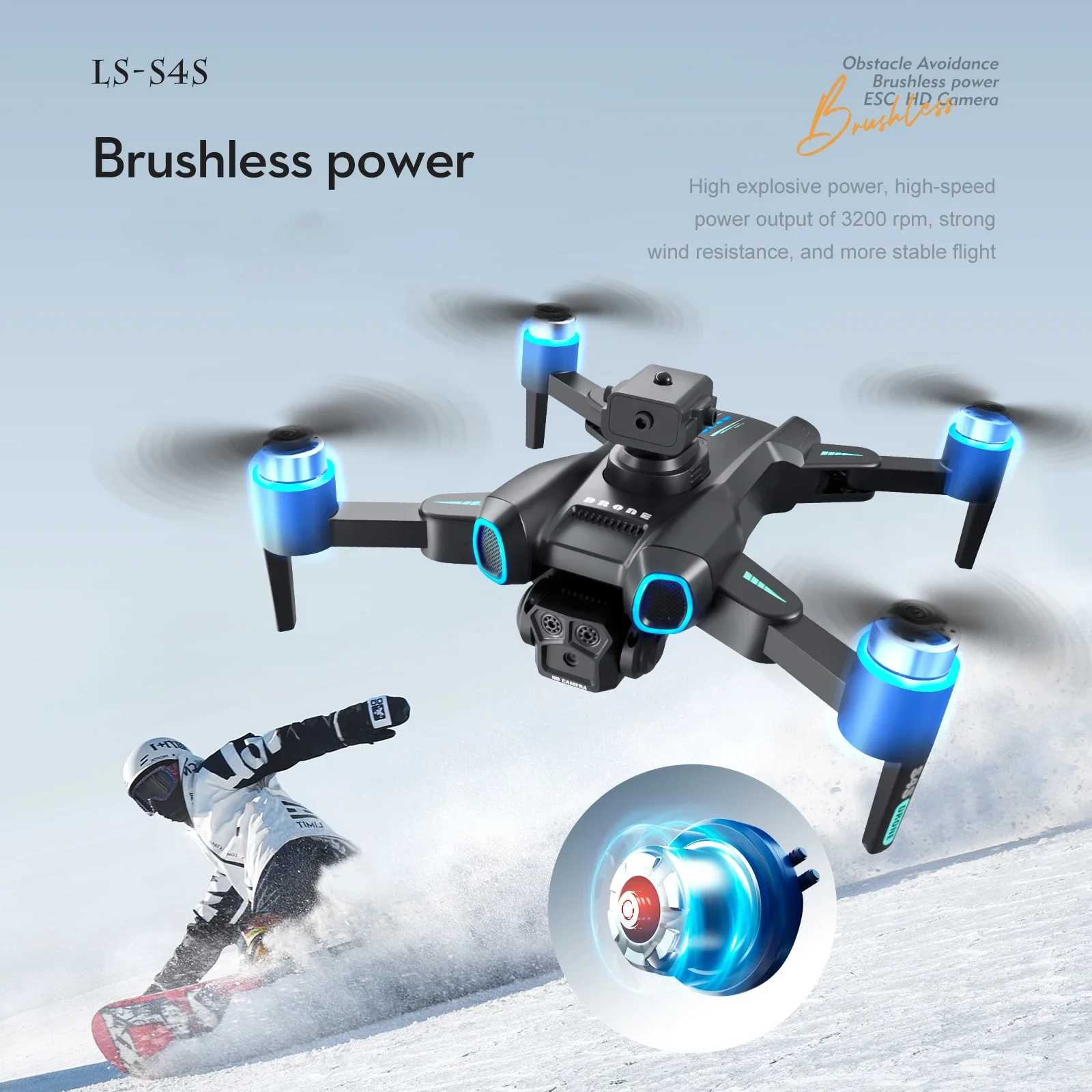 RC Mini Drone 4K caméra professionnelle télécommande quadrirotor avec lumière LED sans brosse évitement d'obstacles hélicoptère RC jouet