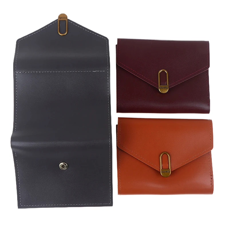 محفظة نسائية قصيرة بثلاثة أضعاف محفظة من البولي يوريثان متعددة فتحة للبطاقات حقيبة للبطاقات بدون محفظة للنساء