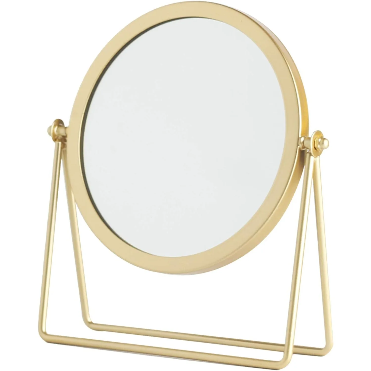 

Iron Tabletop Makeup Mirror, Round Swivel Desktop Stand Mirror, 360°Rotation One-Sided Dressing Table Mirror