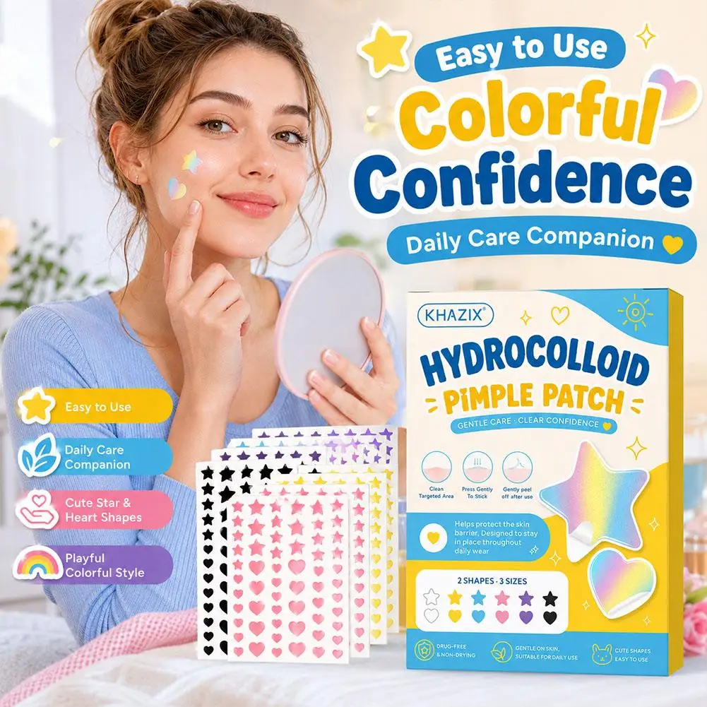 Hydrocolloid Pimple Patches Star Heart Acne Spot Stickers Colorful Blemish Absorbing Cover Face Skincare Healing Patch Girls