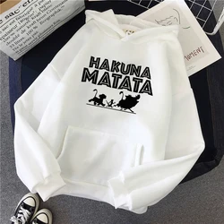 Y2k 90s Hoodies Anime Kawaii Hakuna Matata Hoodie Disney The Lion King Sweatshirt  Women Clothes Hoody