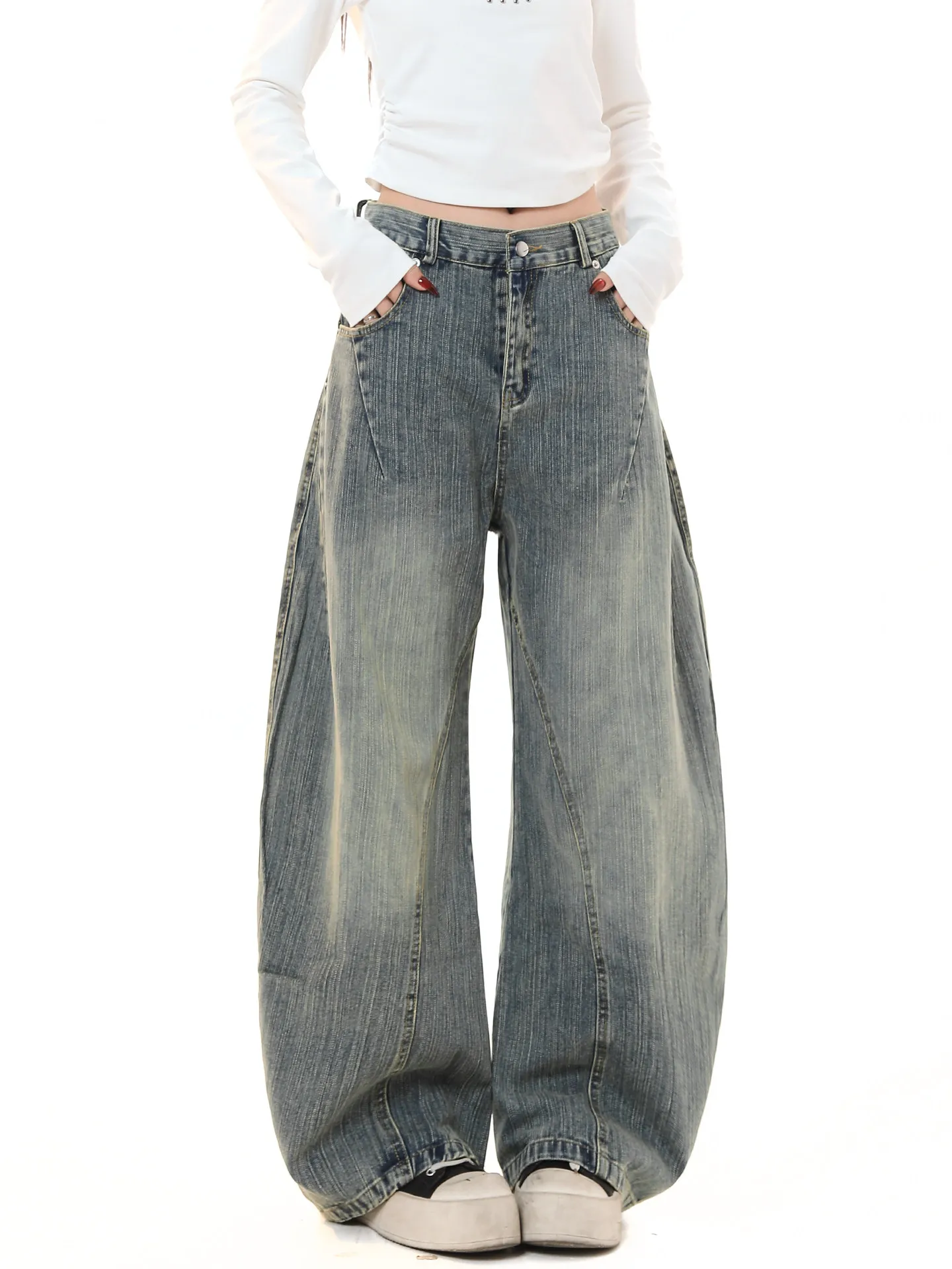 

Ретро-джинсы в американском стиле для женщин: свободные, повседневные, весенние, универсальные, длинные брюки