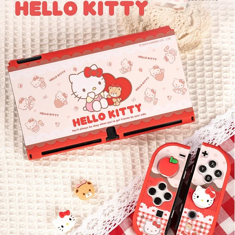 Sanrio Figure Hello Kitty Switch Ns/Oled Protective Case Hard Shell Kawaii Game Accessories Protective Plug Base Cartoon Gift