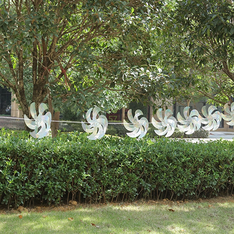 Wear-resistant Bird Repeller Windmill Reflective Anti Bird Laser Silver Windmill String For Outdoor Garden High-speed Rotation