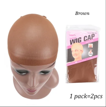 Top Stocking Wig Cap Hair Net For Weave 2pcs Hair Wig Nets Black Brown Stretch Mesh Wig Cap For Making Wigs Free Size