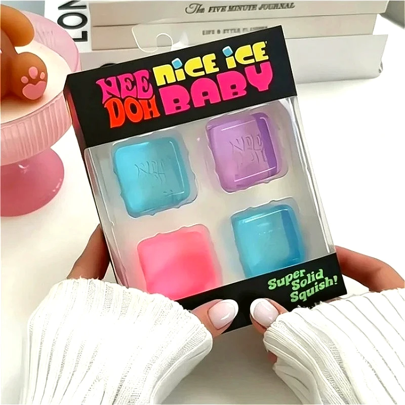 2026new  Needoh Nice Ice Baby Fidget Cube 4 Pack Super Solid Squish Sensory Toys Non-toxic Squeeze Toys for ADHD and Autism Gift