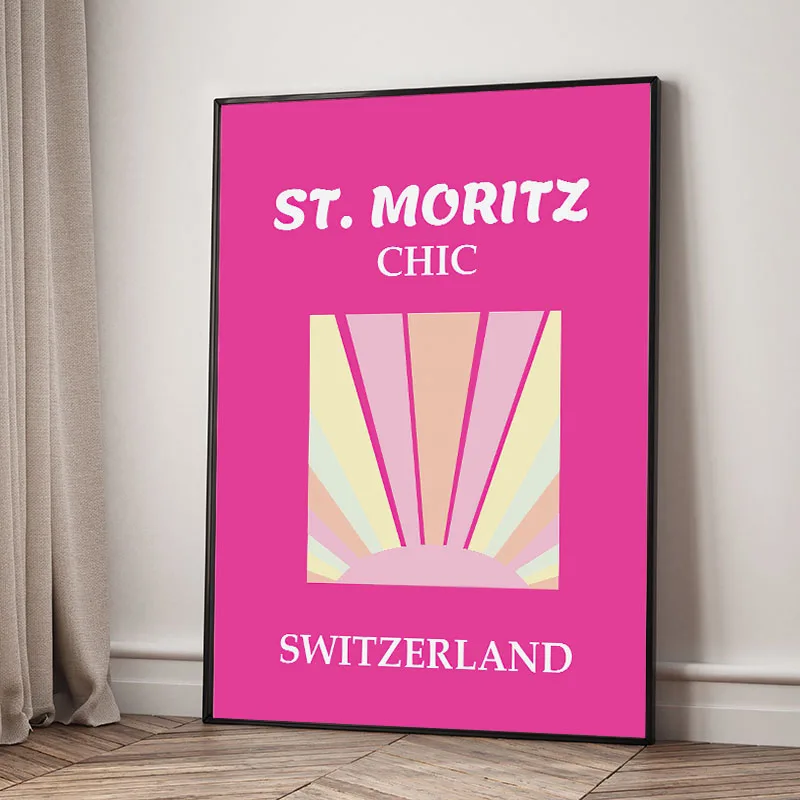1pc frameless Canvas Painting Preppy Color Travel Posters Miami Bondi Palms Ibiza Mykonos Capri Art Print Minimalist Nordic Canv