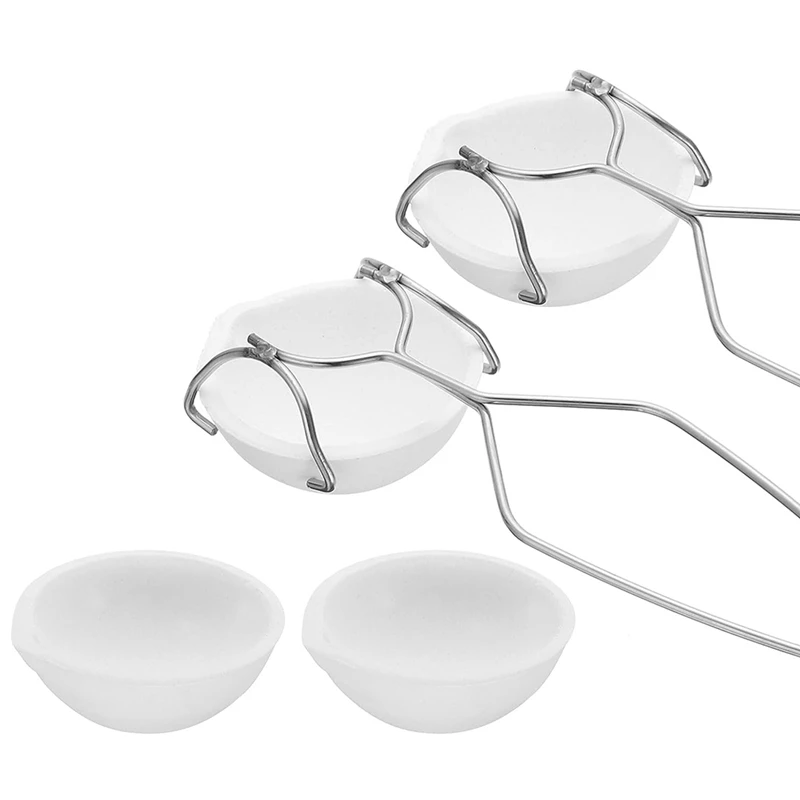 

HLZS-Small Melting Ceramic Crucible Bowl Dish Cup Set Include Whip Tongs Handle, Quartz Crucible Kit For Melting Metal