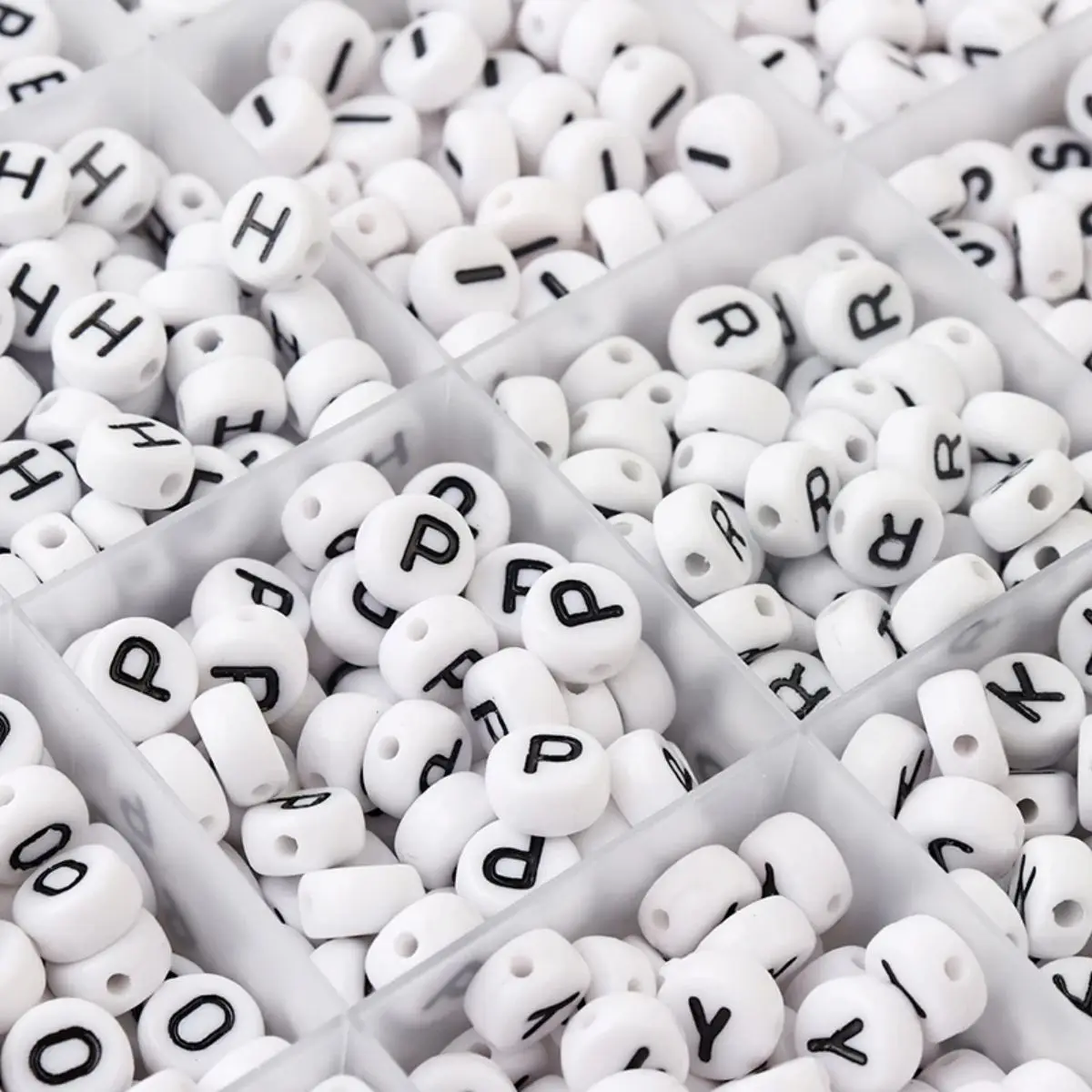 1200pcs Round Letter Beads for Jewelry Making,With Crystal Line White A- Z Alphabet Acrylic Beads Kits Heart Beads