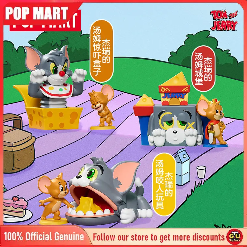 

Original Popmart Tom And Jerry Funfair Series Blind Box Figures Desktop Ornaments Anime Peripheral Gift For Anime Fans