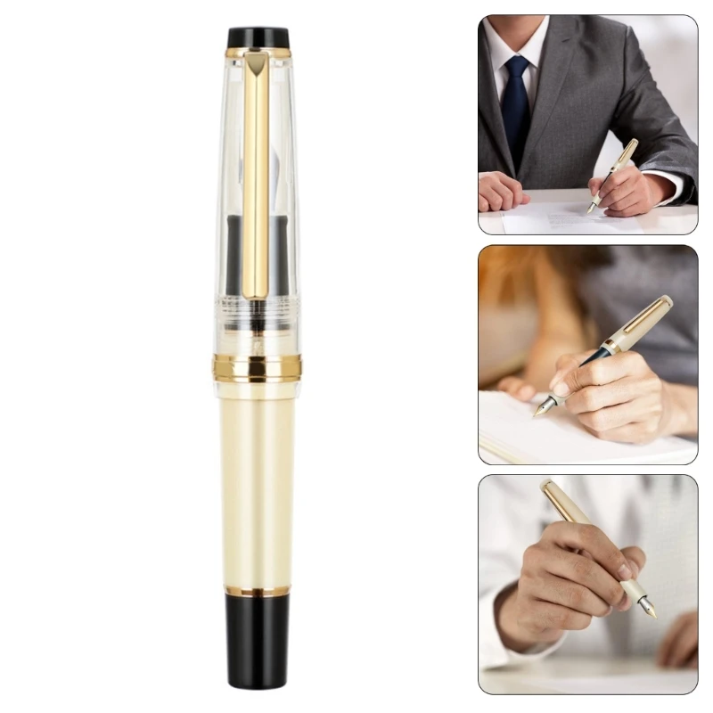 Short Resin Fountain Pen with Twist to Refill Inks Absorber Beginner Fountain Pen for Student Adult Journaling Drawing D2RC