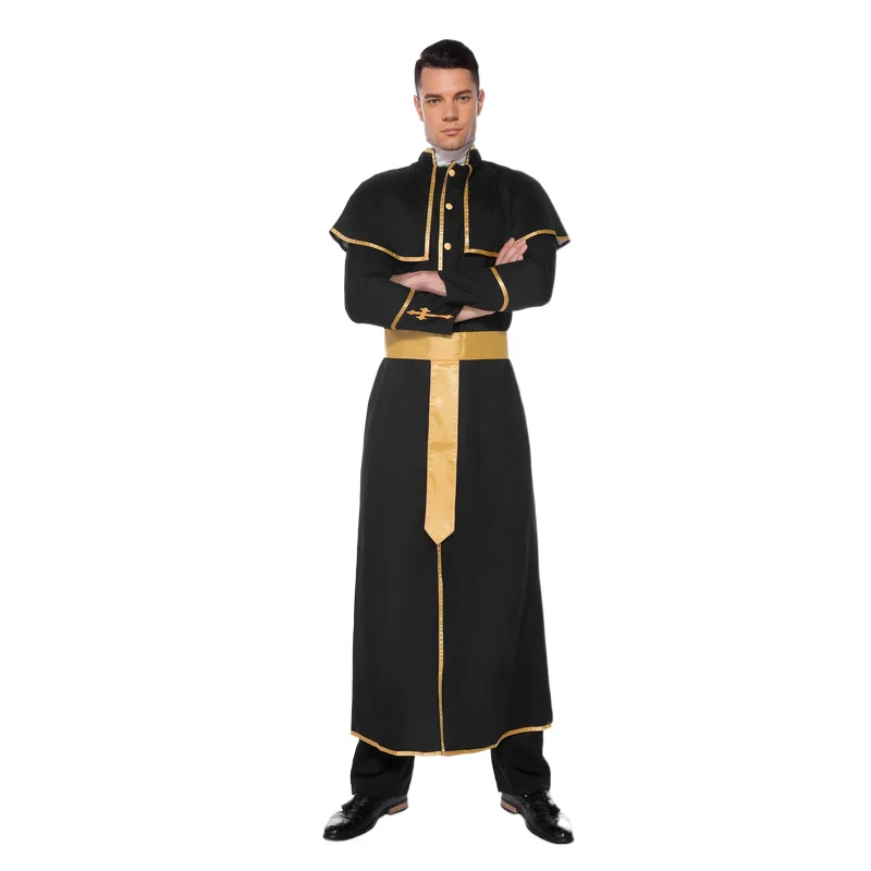 Halloween Padrinho Cosplay Traje para Homens, Freira Sister Outfits, Jesus Cristo, Padre Padre Cos, Maçônico Religioso Role Play Party