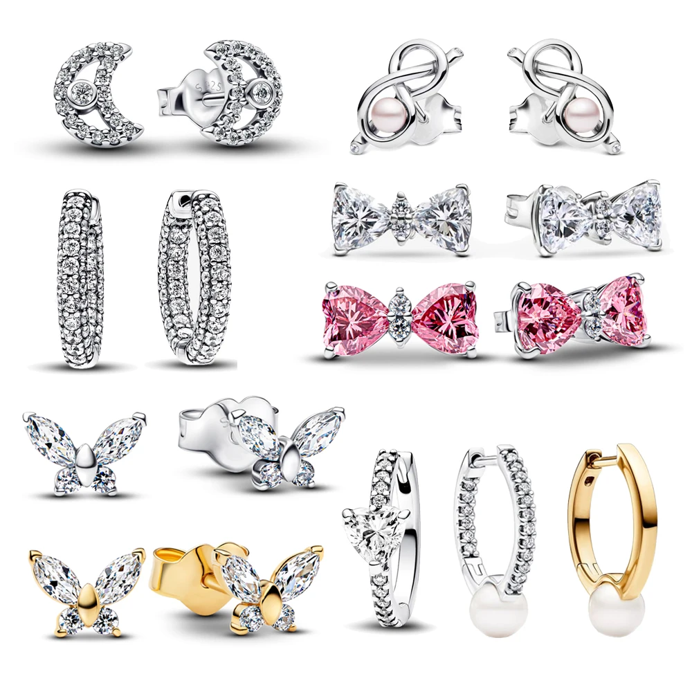 

Высококачественные изысканные женские украшения из стерлингового серебра 925 пробы: бант, звезды, луна, цветы, символ бесконечной любви, подарки для женщин.