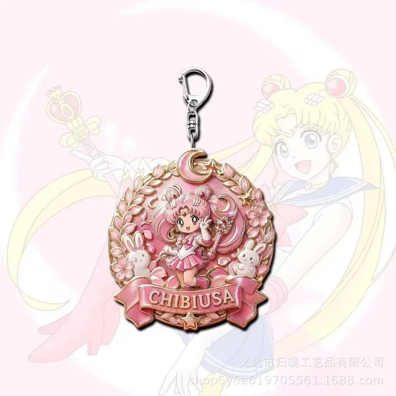 6PCS Sailor Moon Anime  Keychain Cartoon Character  Backpack Hanging Ornament Collectible Decorative Fan Gift view 4