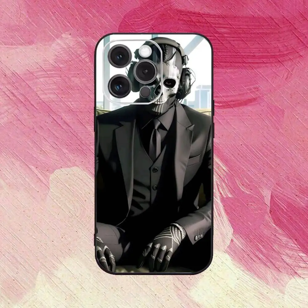 C-COD C-Call Of D-Duty Ghosts جراب هاتف لهاتف iPhone17,16,15,14,13,12,11 Plus، Pro Max غطاء أسود ناعم