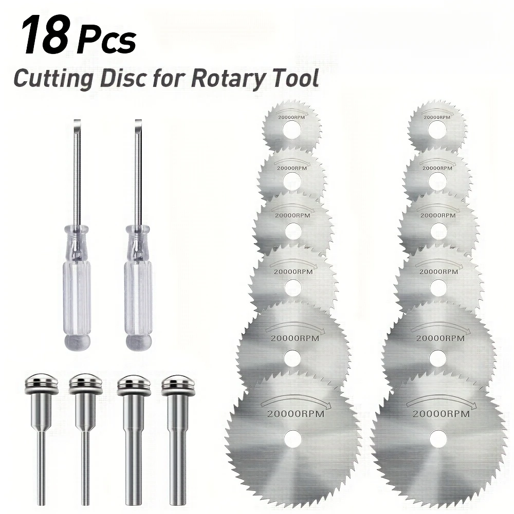 

Набор роторных режущих инструментов: 12 пильных дисков HSS, хвостовики 1/8'' и 1/4'', 2 отвертки для резки дерева, пластика, алюминия