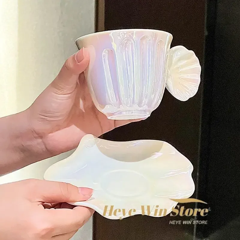 

Colorful Creative Shell Coffee Cup Restaurant Desktop Simple Cup Dish Modern Home Decoration Light Luxury Ceramic Cup