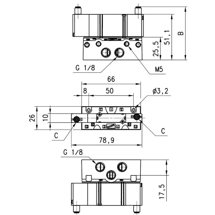 2025.4 CAMOZZI Kangmaosheng Pneumatic Valve E620-33 E620-C33 Three-position Five-way Pneumatic Valve